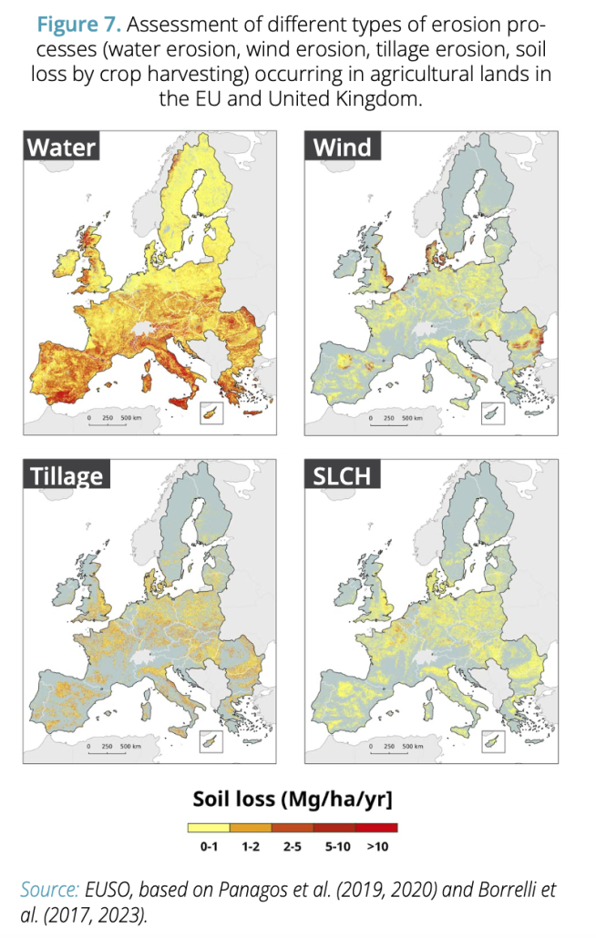 FONTE: Arias-Navarro, C., Baritz, R. and Jones, A. editor(s), 2024. The state of soils in Europe. Publications Office of the European Union. https://data.europa.eu/doi/10.2760/7007291, JRC137600. FONTE: Arias-Navarro, C., Baritz, R. and Jones, A. editor(s), 2024. The state of soils in Europe. Publications Office of the European Union. https://data.europa.eu/doi/10.2760/7007291, JRC137600.