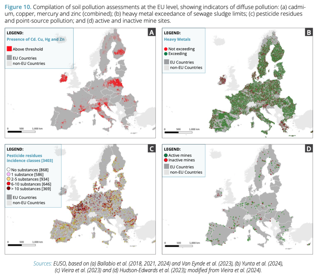 FONTE: Arias-Navarro, C., Baritz, R. and Jones, A. editor(s), 2024. The state of soils in Europe. Publications Office of the European Union. https://data.europa.eu/doi/10.2760/7007291, JRC137600. FONTE: Arias-Navarro, C., Baritz, R. and Jones, A. editor(s), 2024. The state of soils in Europe. Publications Office of the European Union. https://data.europa.eu/doi/10.2760/7007291, JRC137600.