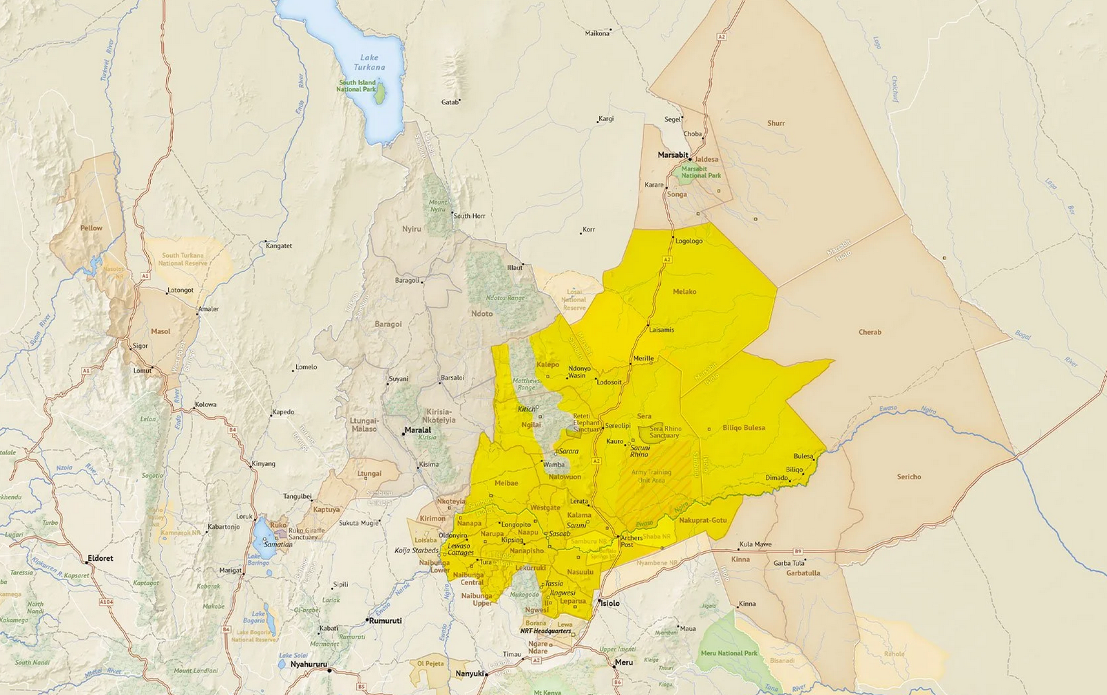 I territori coinvolti nel Northern Kenya Rangelands Carbon Project. FONTE: Northern Rangelands Trust