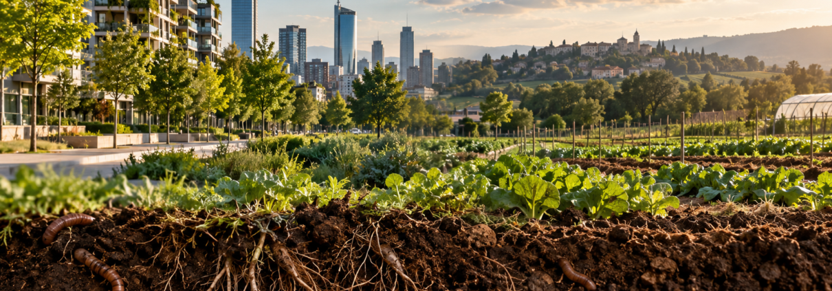 La rigenerazione dei suoli urbani e l'esigenza di rendere più sostenibili i sistemi agricoli sono due azioni complementari per garantire la salute del suolo. FOTO: Re Soil Foundation