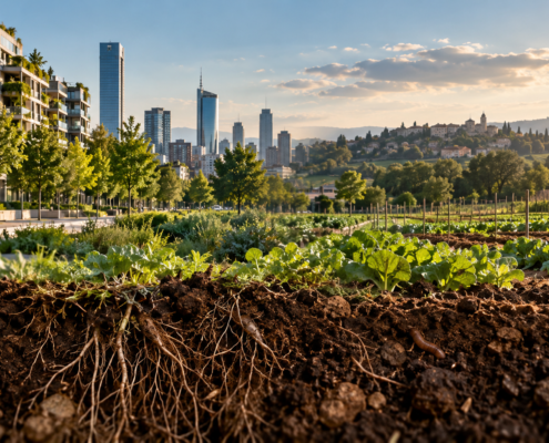 La rigenerazione dei suoli urbani e l'esigenza di rendere più sostenibili i sistemi agricoli sono due azioni complementari per garantire la salute del suolo. FOTO: Re Soil Foundation