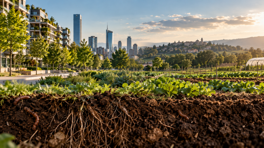La rigenerazione dei suoli urbani e l'esigenza di rendere più sostenibili i sistemi agricoli sono due azioni complementari per garantire la salute del suolo. FOTO: Re Soil Foundation